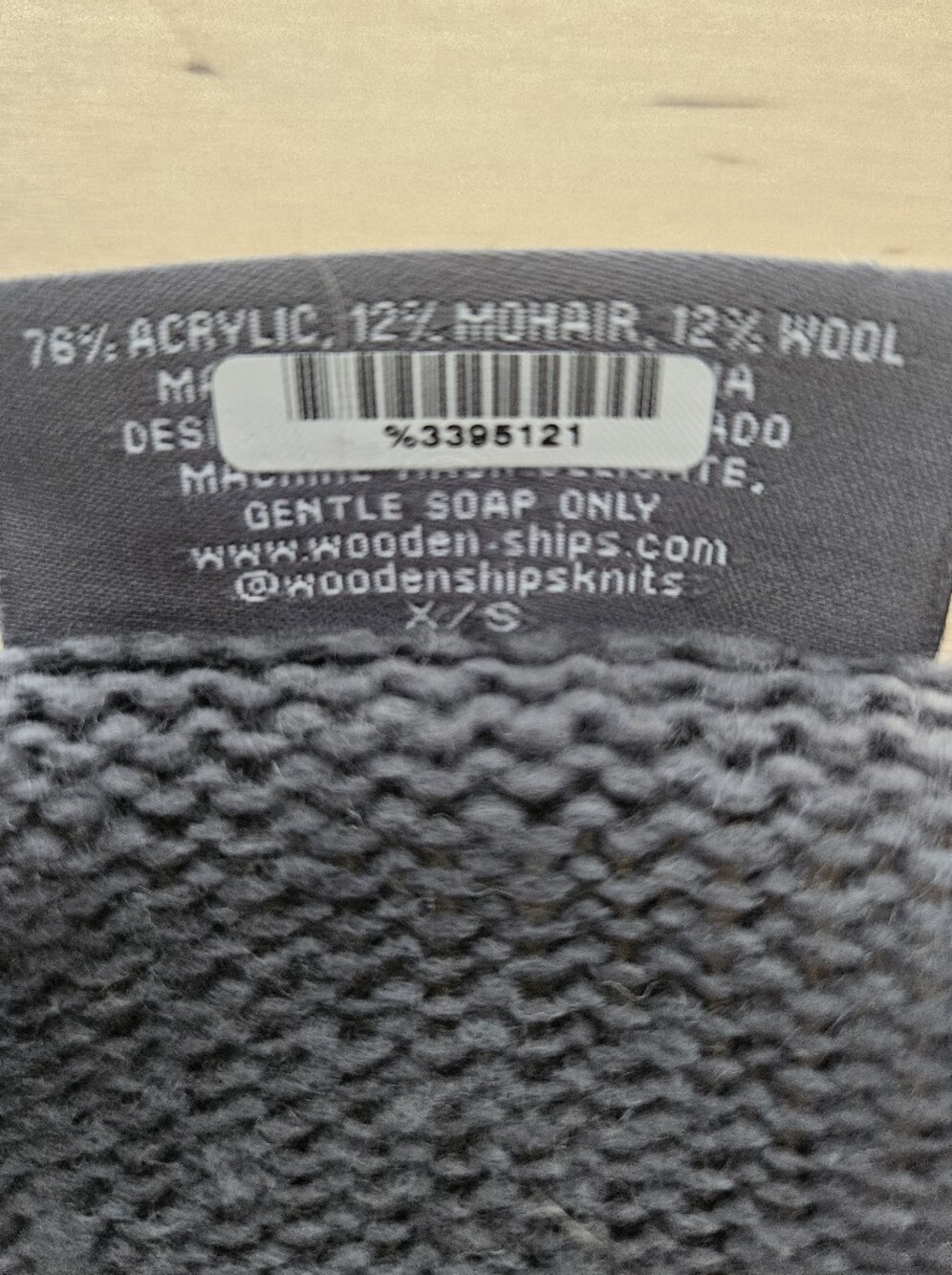 Wooden Ships Gray Black Lightning Bolt Mohair Blend V-neck Sweater XS/S - Picture 7 of 11